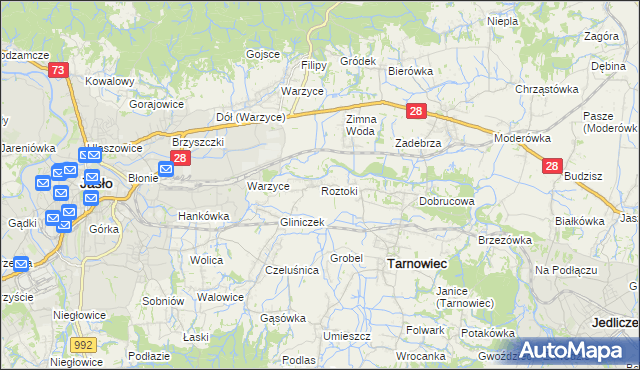 mapa Roztoki gmina Tarnowiec, Roztoki gmina Tarnowiec na mapie Targeo