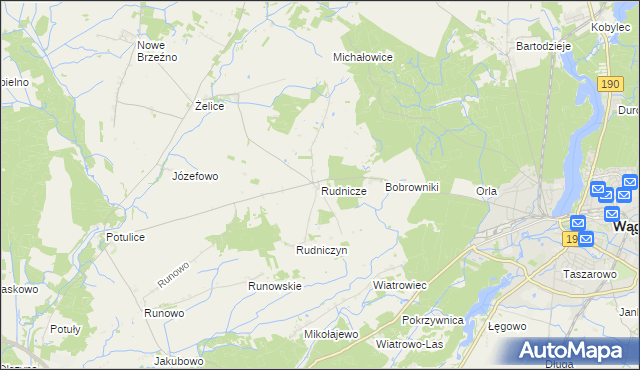 mapa Rudnicze gmina Wągrowiec, Rudnicze gmina Wągrowiec na mapie Targeo