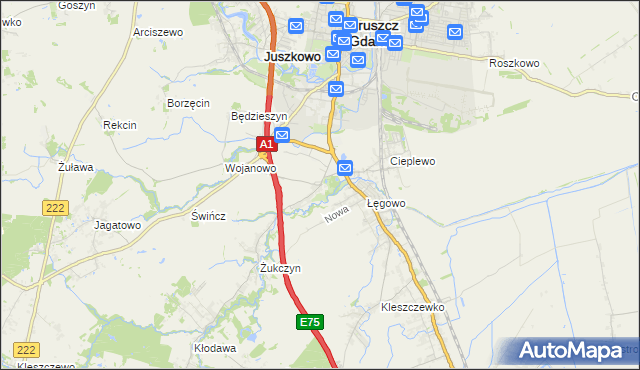 mapa Rusocin gmina Pruszcz Gdański, Rusocin gmina Pruszcz Gdański na mapie Targeo