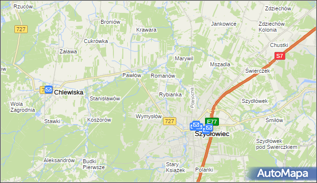 mapa Rybianka, Rybianka na mapie Targeo