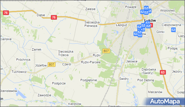 mapa Ryżki, Ryżki na mapie Targeo