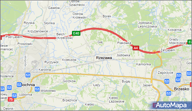 mapa Rzezawa, Rzezawa na mapie Targeo