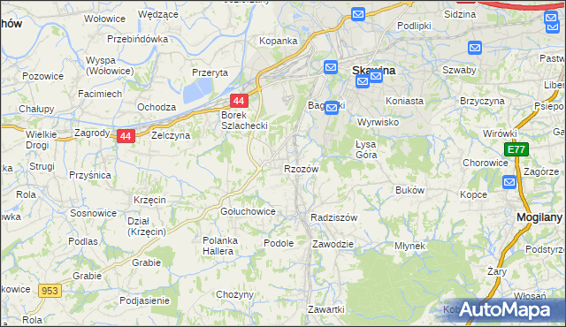 mapa Rzozów, Rzozów na mapie Targeo