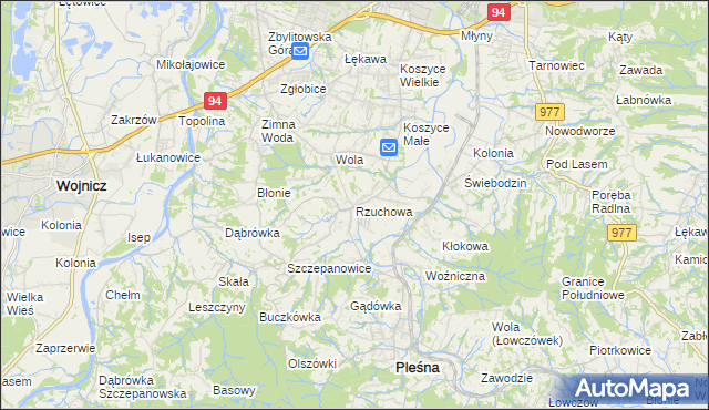 mapa Rzuchowa, Rzuchowa na mapie Targeo