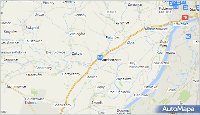 mapa Samborzec, Samborzec na mapie Targeo