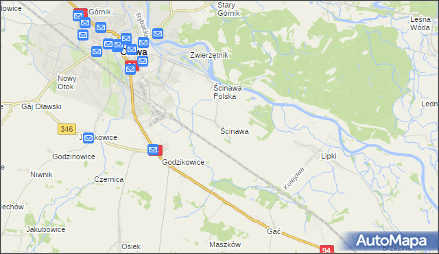 mapa Ścinawa gmina Oława, Ścinawa gmina Oława na mapie Targeo