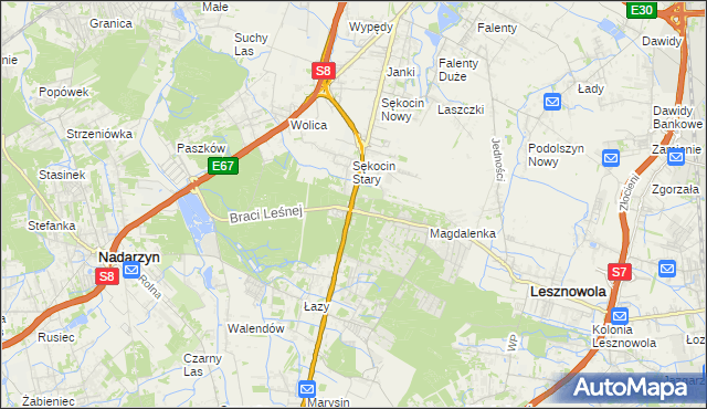 mapa Sękocin-Las, Sękocin-Las na mapie Targeo