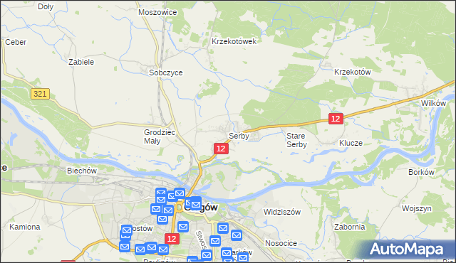mapa Serby, Serby na mapie Targeo