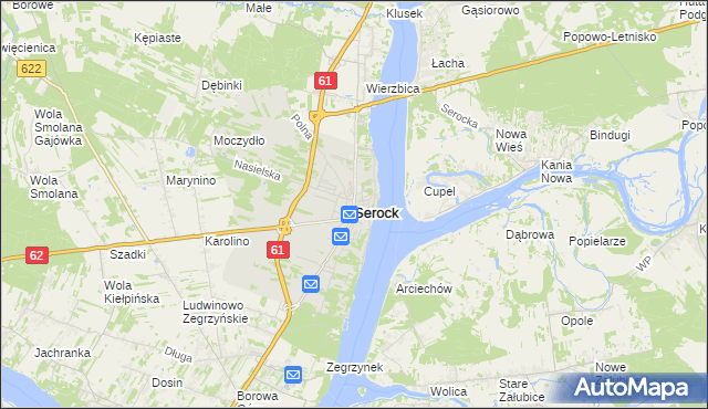 mapa Serock powiat legionowski, Serock powiat legionowski na mapie Targeo