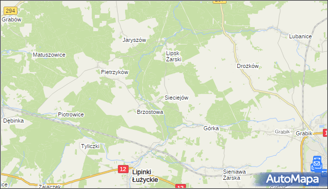 mapa Sieciejów, Sieciejów na mapie Targeo