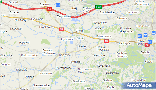 mapa Siedlec gmina Bochnia, Siedlec gmina Bochnia na mapie Targeo