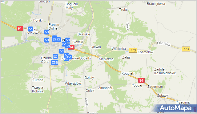 mapa Sieniczno, Sieniczno na mapie Targeo