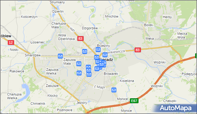 mapa Sieradz, Sieradz na mapie Targeo