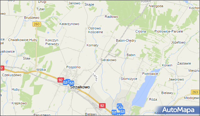 mapa Sierakowo gmina Strzałkowo, Sierakowo gmina Strzałkowo na mapie Targeo