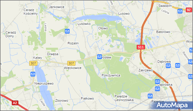 mapa Sierosław gmina Tarnowo Podgórne, Sierosław gmina Tarnowo Podgórne na mapie Targeo