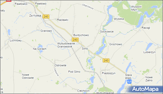 mapa Silno gmina Chojnice, Silno gmina Chojnice na mapie Targeo