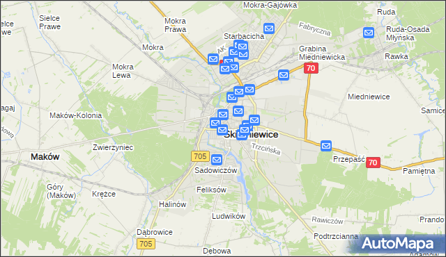 mapa Skierniewic, Skierniewice na mapie Targeo