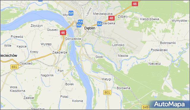 mapa Skoki gmina Puławy, Skoki gmina Puławy na mapie Targeo