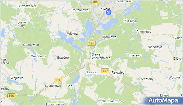 mapa Sława Wielkopolska, Sława Wielkopolska na mapie Targeo