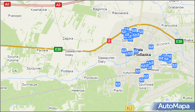 mapa Sławacinek Stary, Sławacinek Stary na mapie Targeo