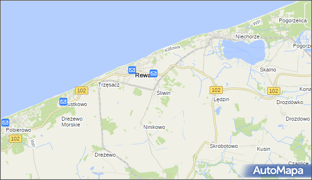 mapa Śliwin, Śliwin na mapie Targeo