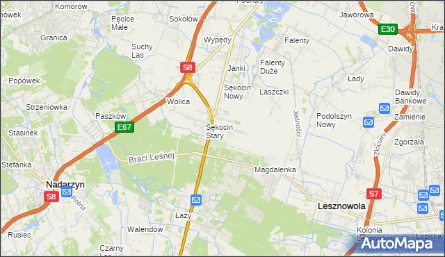 mapa Słomin gmina Raszyn, Słomin gmina Raszyn na mapie Targeo