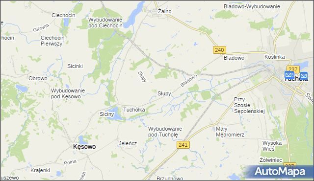 mapa Słupy gmina Tuchola, Słupy gmina Tuchola na mapie Targeo