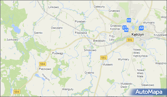 mapa Smokowo gmina Kętrzyn, Smokowo gmina Kętrzyn na mapie Targeo