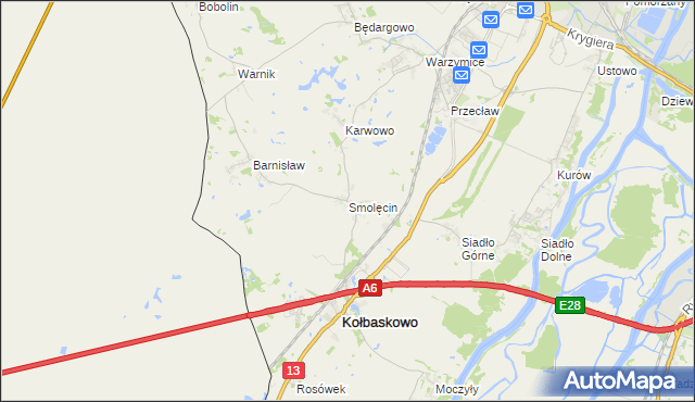 mapa Smolęcin gmina Kołbaskowo, Smolęcin gmina Kołbaskowo na mapie Targeo