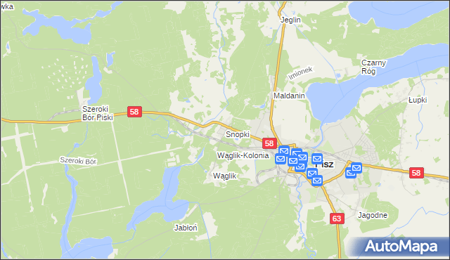 mapa Snopki, Snopki na mapie Targeo