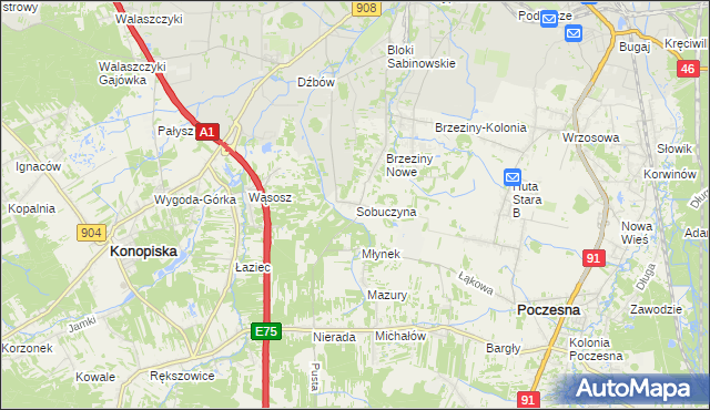 mapa Sobuczyna, Sobuczyna na mapie Targeo