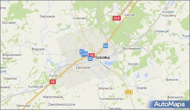 mapa Sokółka, Sokółka na mapie Targeo