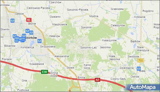 mapa Sokolniki-Las, Sokolniki-Las na mapie Targeo