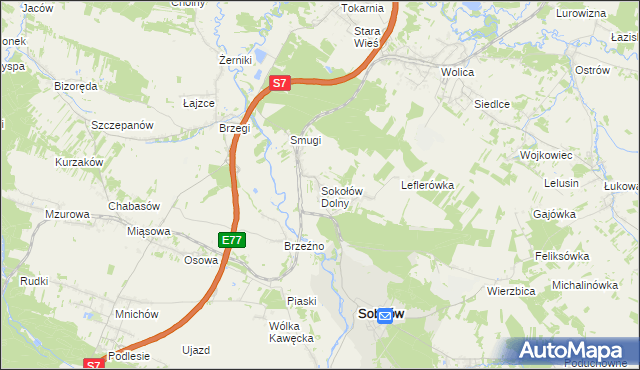 mapa Sokołów Dolny, Sokołów Dolny na mapie Targeo