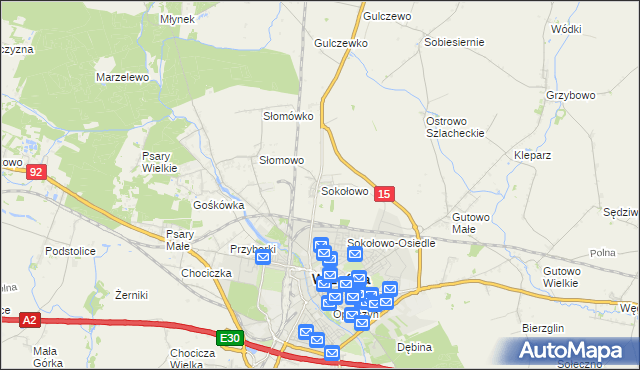 mapa Sokołowo gmina Września, Sokołowo gmina Września na mapie Targeo