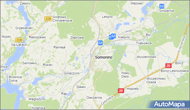 mapa Somonino, Somonino na mapie Targeo