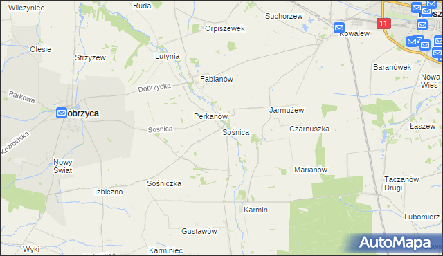 mapa Sośnica gmina Dobrzyca, Sośnica gmina Dobrzyca na mapie Targeo