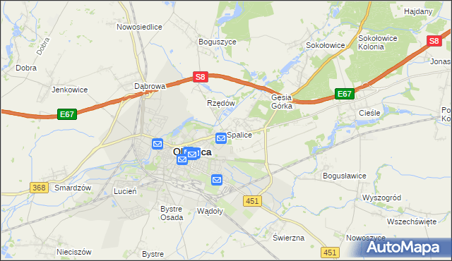 mapa Spalice, Spalice na mapie Targeo
