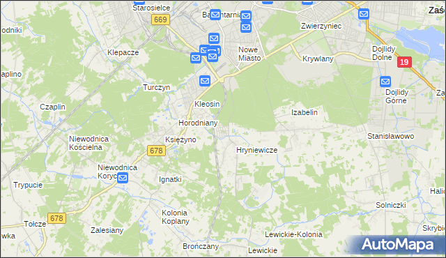 mapa Śródlesie gmina Juchnowiec Kościelny, Śródlesie gmina Juchnowiec Kościelny na mapie Targeo
