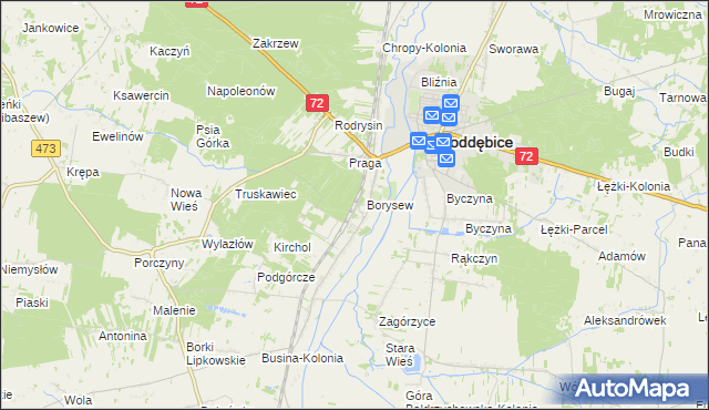 mapa Stacja Poddębice, Stacja Poddębice na mapie Targeo