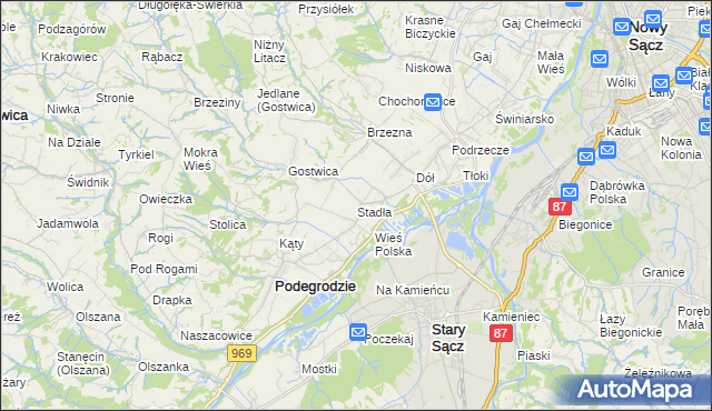 mapa Stadła, Stadła na mapie Targeo