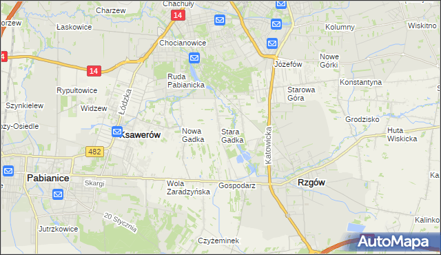 mapa Stara Gadka, Stara Gadka na mapie Targeo