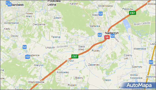 mapa Stara Wieś gmina Nadarzyn, Stara Wieś gmina Nadarzyn na mapie Targeo