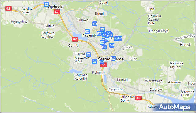 mapa Starachowic, Starachowice na mapie Targeo