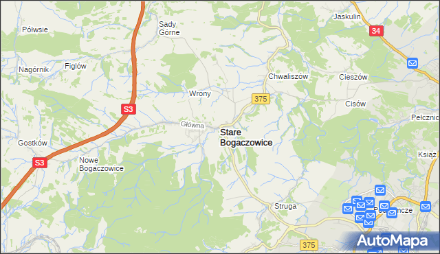 mapa Stare Bogaczowice, Stare Bogaczowice na mapie Targeo