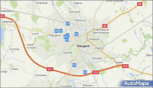 mapa Stargard, Stargard na mapie Targeo