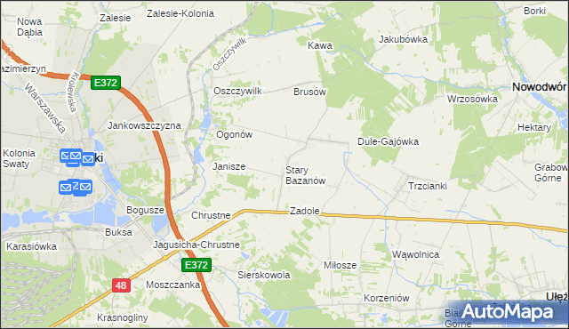 mapa Stary Bazanów, Stary Bazanów na mapie Targeo