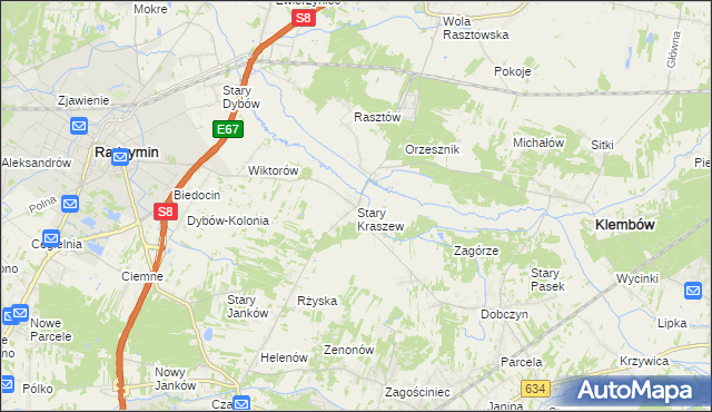 mapa Stary Kraszew, Stary Kraszew na mapie Targeo