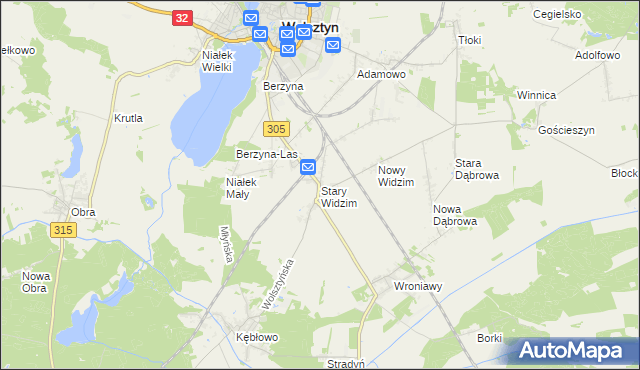 mapa Stary Widzim, Stary Widzim na mapie Targeo
