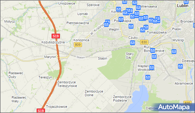mapa Stasin gmina Konopnica, Stasin gmina Konopnica na mapie Targeo